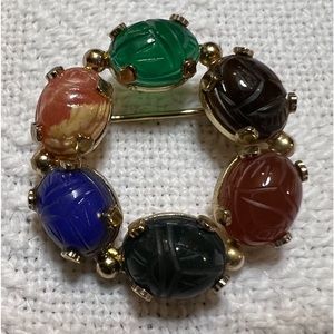 Vintage Burt Cassell SIGNED Scarab Brooch Wreath